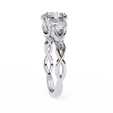 14K Gold Lab Grown Diamond Three Stone Cushion Engagement Ring, E–F Color, VVS–VS Clarity