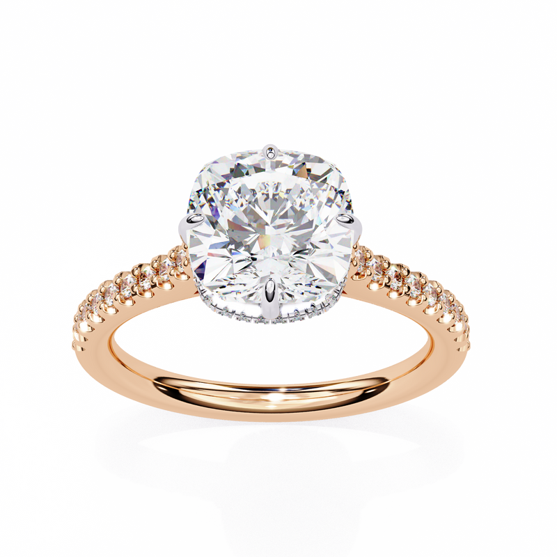 14k IGI certified cushion ring with E-F color VVS-VS clarity diamonds 120