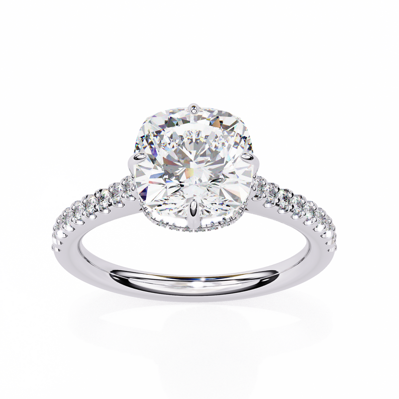 14k IGI certified cushion ring with E-F color VVS-VS clarity diamonds 120