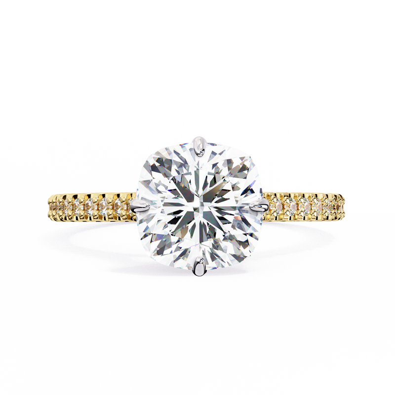 14K Lab Grown Diamond Cushion Hidden Halo Engagement Ring, E-F Color, VVS-VS Clarity