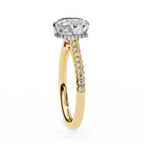 14K Lab Grown Diamond Cushion Hidden Halo Engagement Ring, E-F Color, VVS-VS Clarity