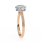 14K Lab Grown Diamond Cushion Hidden Halo Engagement Ring, E-F Color, VVS-VS Clarity