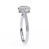 14K Lab Grown Diamond Cushion Hidden Halo Engagement Ring, E-F Color, VVS-VS Clarity