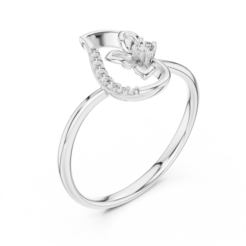 Ladies Ring 12#10045@L - White Gold - Image