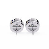 14K White Gold IGI Certified Round Solitaire Stud Earrings, Bezel, D-E Color, VVS/VS Clarity