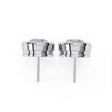 14K White Gold IGI Certified Round Solitaire Stud Earrings, Bezel, D-E Color, VVS/VS Clarity