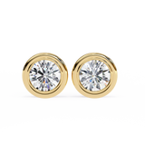 14K White Gold IGI Certified Round Solitaire Stud Earrings, Bezel, D-E Color, VVS/VS Clarity