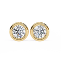 14K White Gold IGI Certified Round Solitaire Stud Earrings, Bezel, D-E Color, VVS/VS Clarity
