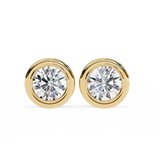 14K White Gold IGI Certified Round Solitaire Stud Earrings, Bezel, D-E Color, VVS/VS Clarity