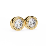 14K White Gold IGI Certified Round Solitaire Stud Earrings, Bezel, D-E Color, VVS/VS Clarity