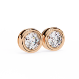 14K White Gold IGI Certified Round Solitaire Stud Earrings, Bezel, D-E Color, VVS/VS Clarity