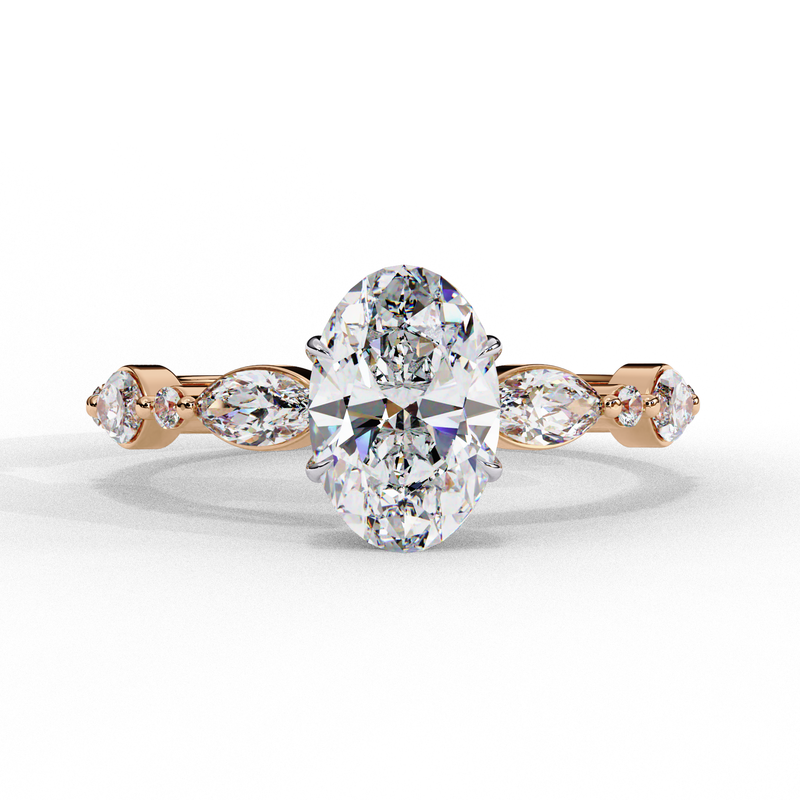 14k IGI certified oval ring with E-F color VVS-VS clarity diamonds 12