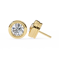 14K White Gold IGI Certified Round Solitaire Stud Earrings, Bezel, D-E Color, VVS/VS Clarity