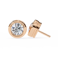 14K White Gold IGI Certified Round Solitaire Stud Earrings, Bezel, D-E Color, VVS/VS Clarity