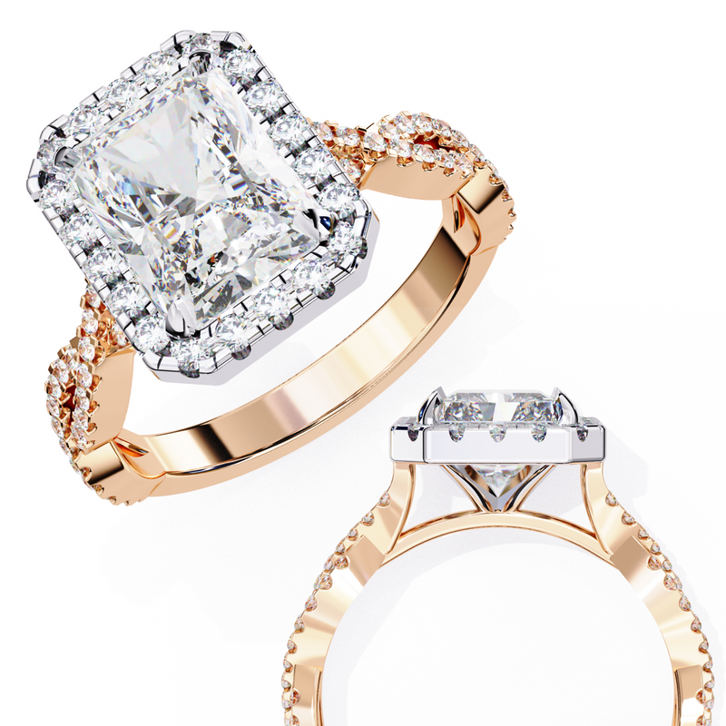 14k IGI certified radiant ring with E-F color VVS-VS clarity diamonds 124