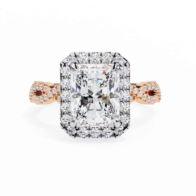 14k IGI certified radiant ring with E-F color VVS-VS clarity diamonds 124