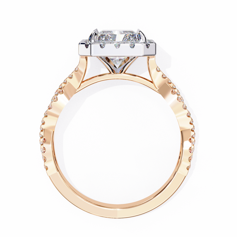 14k IGI certified radiant ring with E-F color VVS-VS clarity diamonds 124