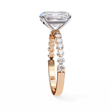 14K Lab Grown Diamond Emerald Half Pavé Engagement Ring, E-F Color, VVS-VS Clarity