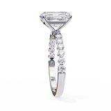 14K Lab Grown Diamond Emerald Half Pavé Engagement Ring, E-F Color, VVS-VS Clarity