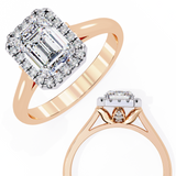 14k IGI certified radiant ring with E-F color VVS-VS clarity diamonds 127