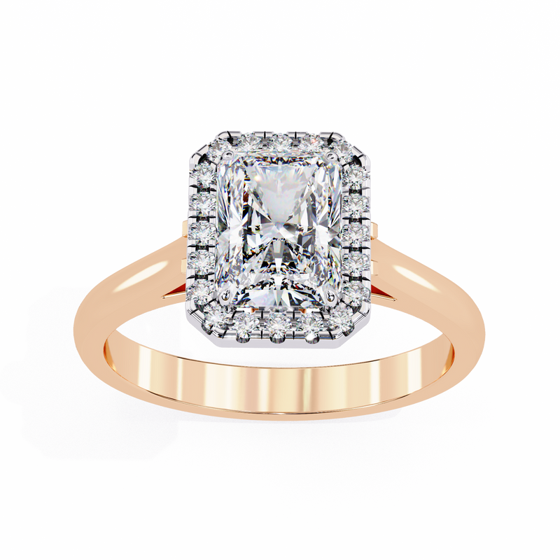 14k IGI certified radiant ring with E-F color VVS-VS clarity diamonds 128