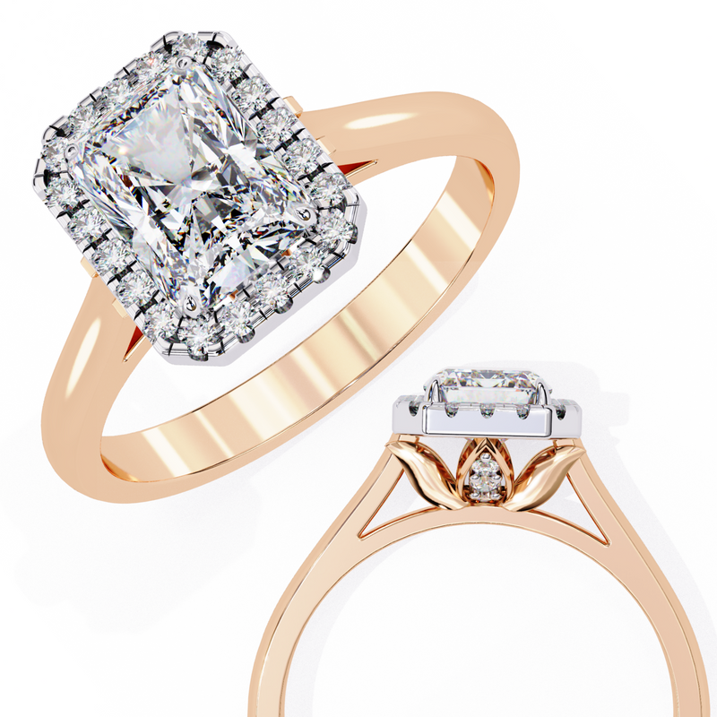 14k IGI certified radiant ring with E-F color VVS-VS clarity diamonds 128