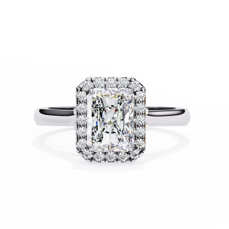 14k IGI certified radiant ring with E-F color VVS-VS clarity diamonds 128