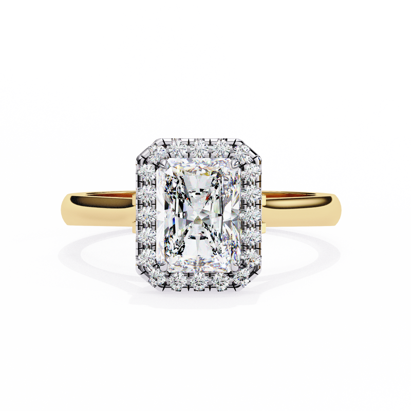 14k IGI certified radiant ring with E-F color VVS-VS clarity diamonds 128