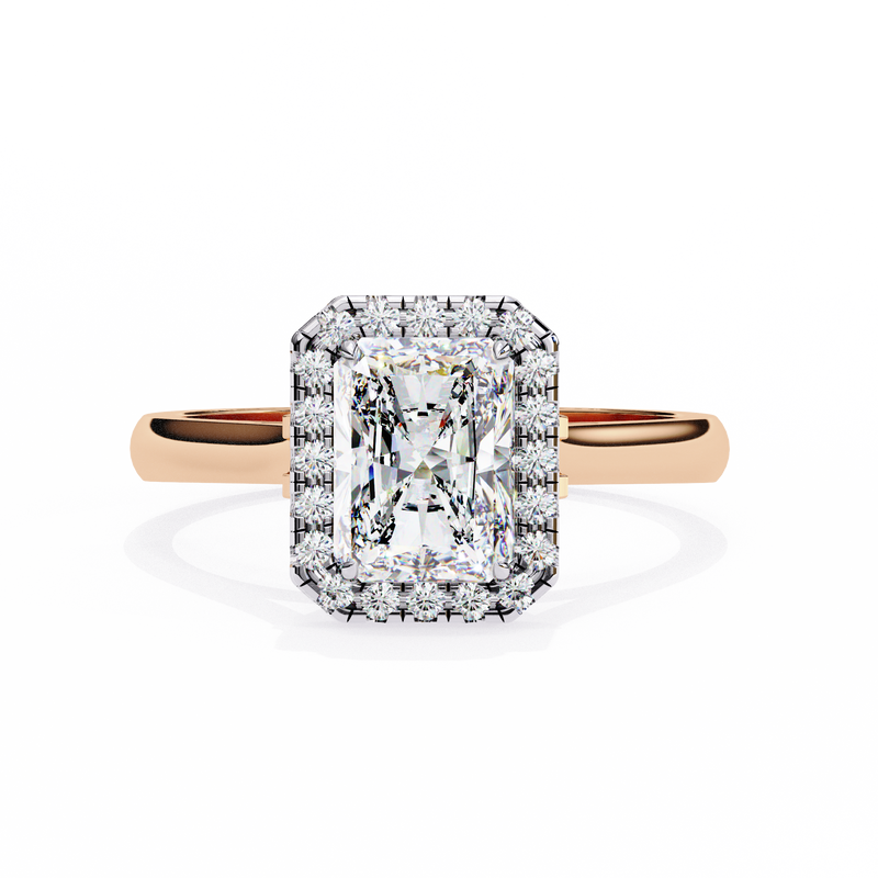 14k IGI certified radiant ring with E-F color VVS-VS clarity diamonds 128