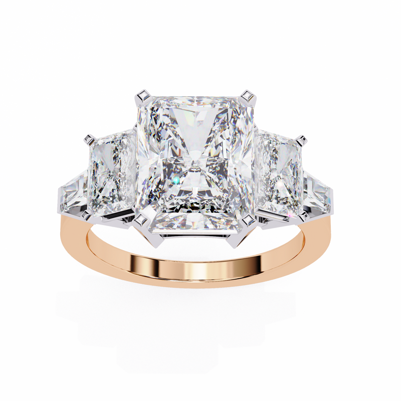 14k IGI certified radiant ring with E-F color VVS-VS clarity diamonds 129