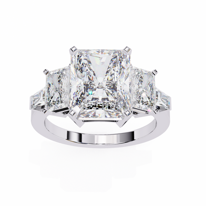 14k IGI certified radiant ring with E-F color VVS-VS clarity diamonds 129