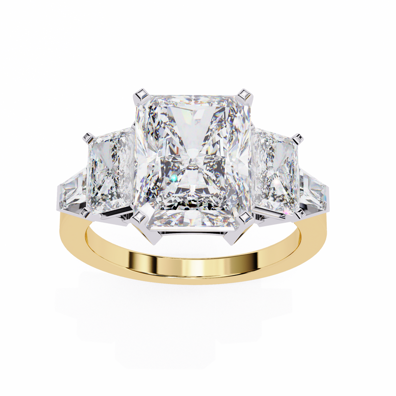 14k IGI certified radiant ring with E-F color VVS-VS clarity diamonds 129