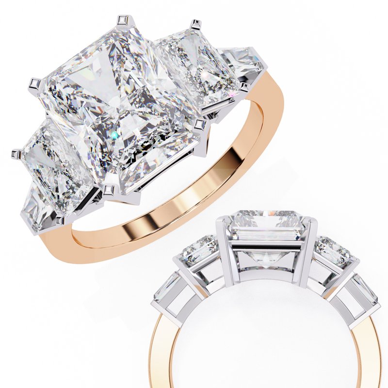 14k IGI certified radiant ring with E-F color VVS-VS clarity diamonds 129