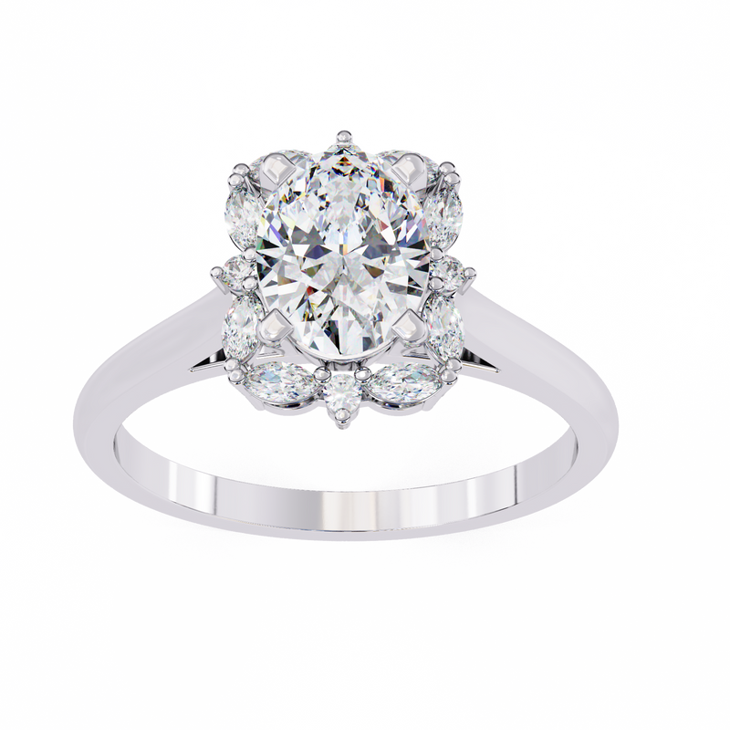 14k IGI certified oval ring with E-F color VVS-VS clarity diamonds 130