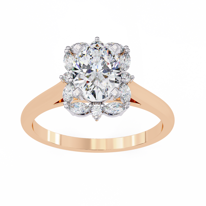 14k IGI certified oval ring with E-F color VVS-VS clarity diamonds 130