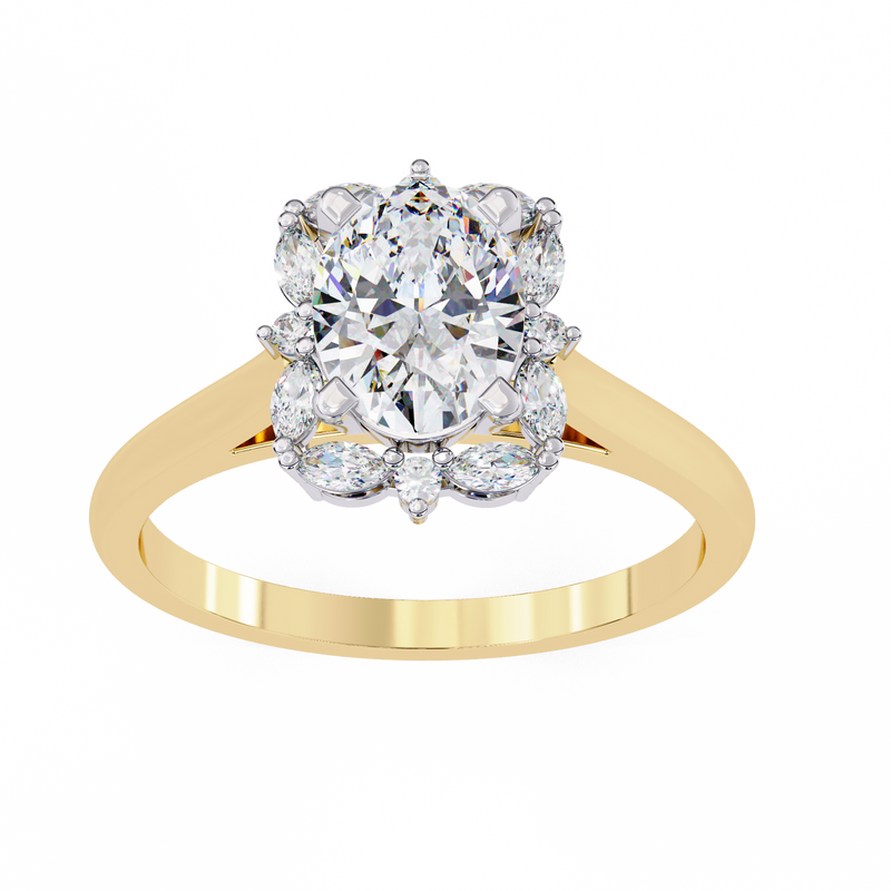 14k IGI certified oval ring with E-F color VVS-VS clarity diamonds 130