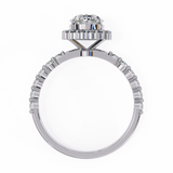 14K Lab Grown Diamond Oval Halo Engagement Ring, E-F Color, VVS-VS Clarity