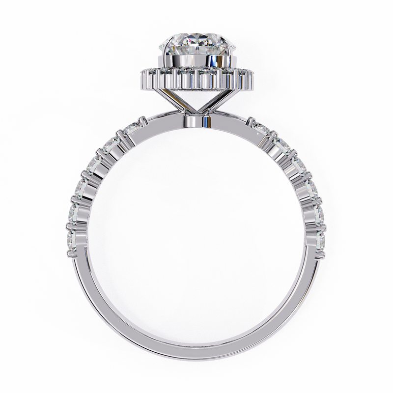 14K Lab Grown Diamond Oval Halo Engagement Ring, E-F Color, VVS-VS Clarity