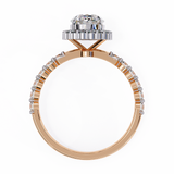 14K Lab Grown Diamond Oval Halo Engagement Ring, E-F Color, VVS-VS Clarity