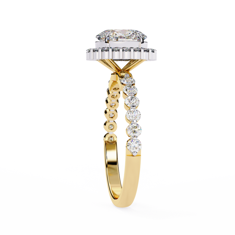 14K Lab Grown Diamond Oval Halo Engagement Ring, E-F Color, VVS-VS Clarity