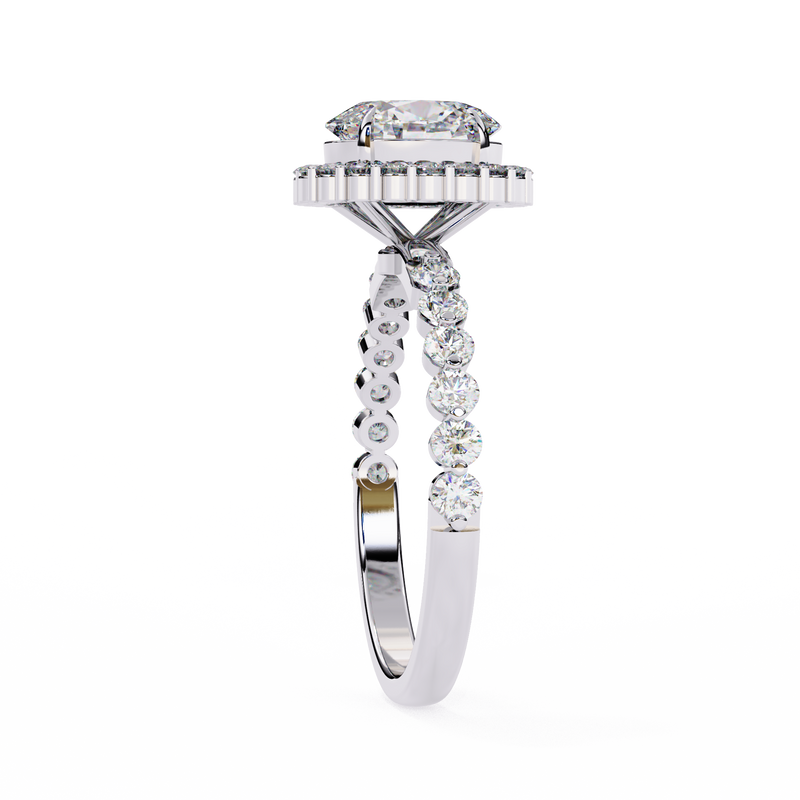 14K Lab Grown Diamond Oval Halo Engagement Ring, E-F Color, VVS-VS Clarity