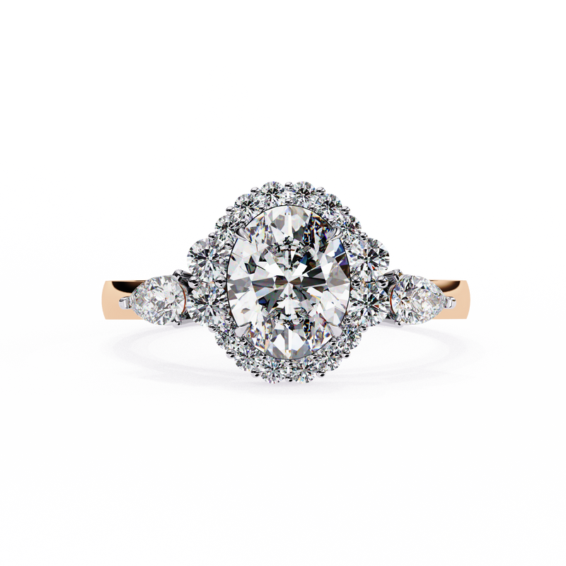 14k IGI certified oval ring with E-F color VVS-VS clarity diamonds 132