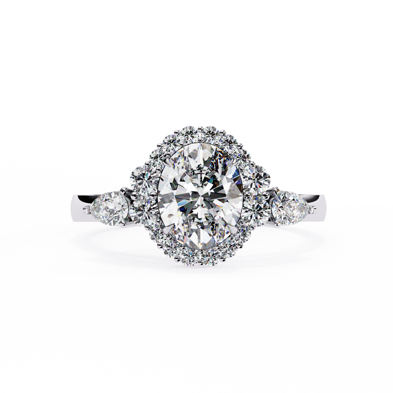 14k IGI certified oval ring with E-F color VVS-VS clarity diamonds 132