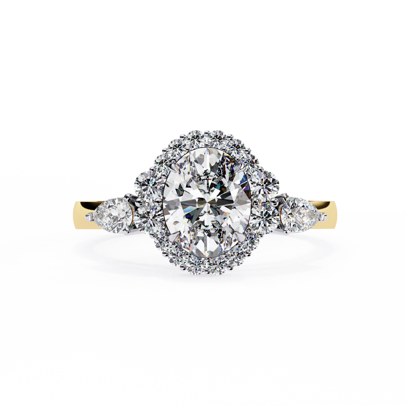 14k IGI certified oval ring with E-F color VVS-VS clarity diamonds 132