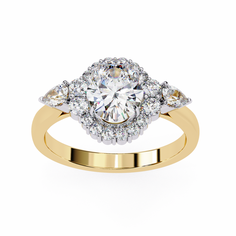 14k IGI certified oval ring with E-F color VVS-VS clarity diamonds 132