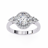 14k IGI certified oval ring with E-F color VVS-VS clarity diamonds 132