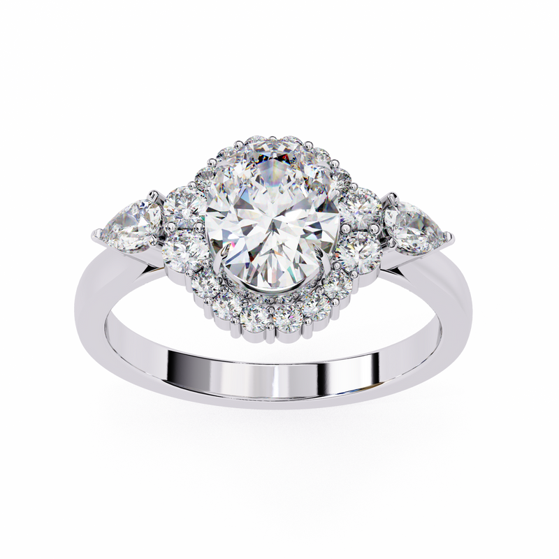 14k IGI certified oval ring with E-F color VVS-VS clarity diamonds 132