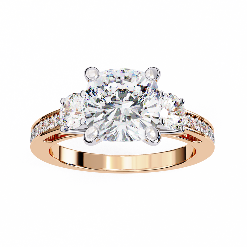 14k IGI certified princess ring with E-F color VVS-VS clarity diamonds 133