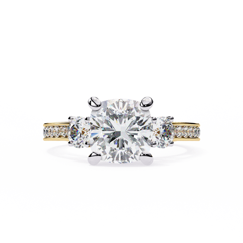 14k IGI certified princess ring with E-F color VVS-VS clarity diamonds 133