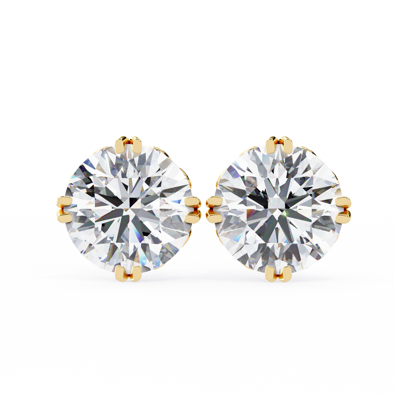 14K White Gold IGI Certified Round Solitaire Stud Earrings, 6 Split Prongs, D-E Color, VVS/VS Clarity